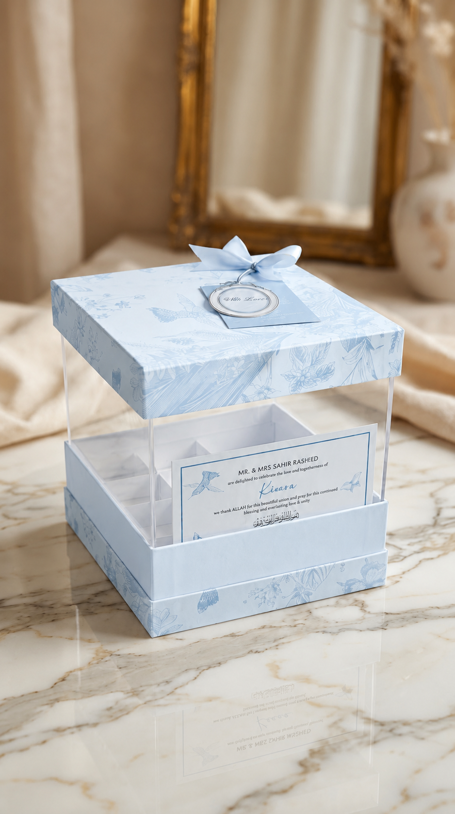 Personalized Acrylic Sweet Box with Invitation Card | Custom Baby Announcement Box