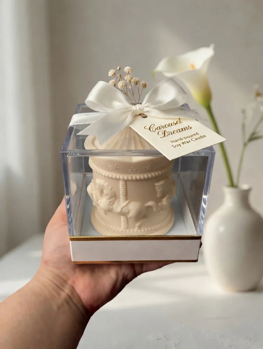 Carousel Dreams soy wax candle Pakistan, hand-poured luxury home decor gift